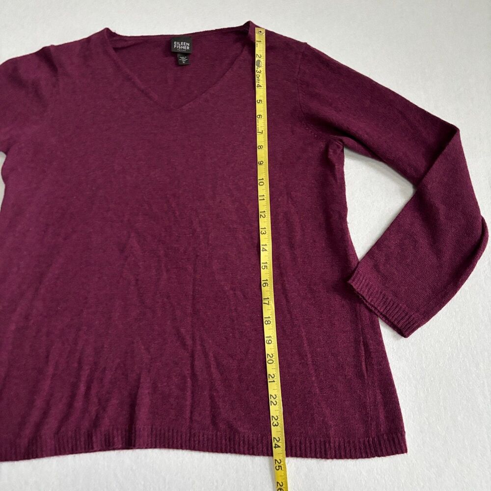 Eileen Fisher Wool Rabit Hair Cashmere Sweater Womens LP Burgundy V Neck Soft - Picture 6 of 6